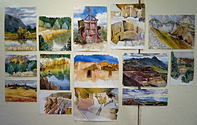 Watercolor paintings by Suze Woolf near Mancos Colorado